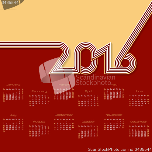 Image of Striped calendar design for 2016 