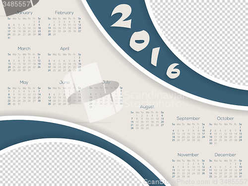 Image of Calendar template with photo container for 2016