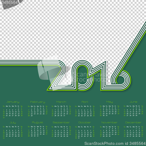 Image of Striped calendar for year 2016 with place for photo