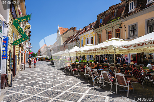 Image of Outdoor cafe at Republic street, near Council Square, Brasov