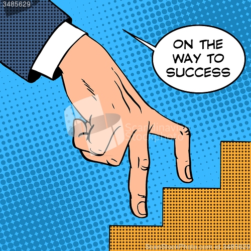 Image of Up the ladder of success business concept businessman fingers