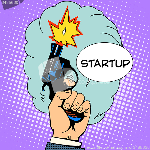 Image of business concept startup starting pistol