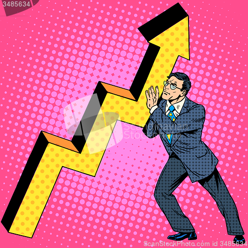 Image of Businessman raises growth chart