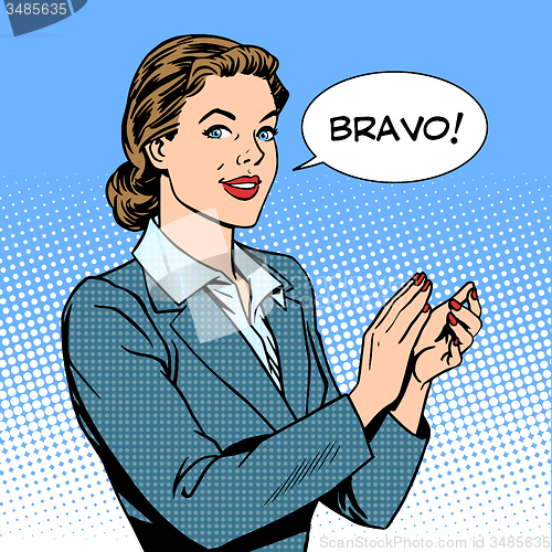 Image of woman applause bravo concept of success