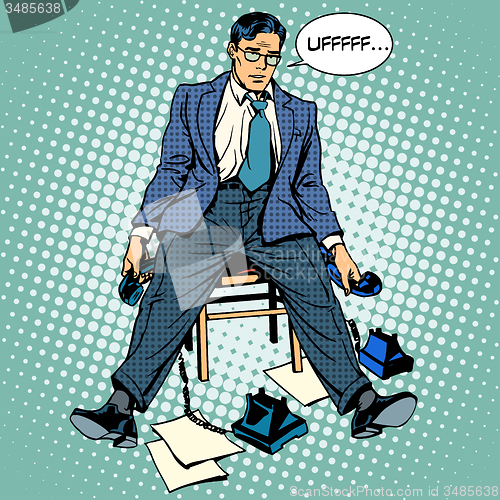 Image of Tired businessman working stress