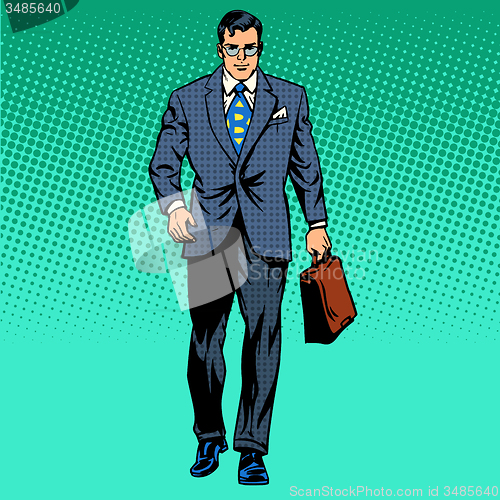 Image of businessman goes forward