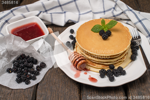 Image of Pancakes with fresh blackberries