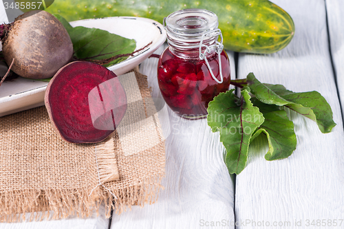 Image of Beetroots rustic wooden table 