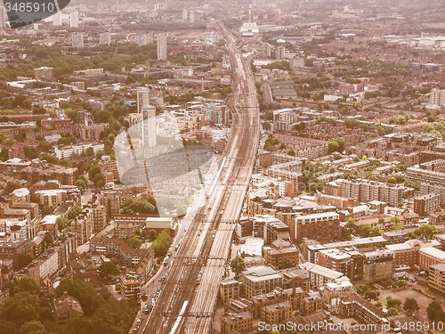Image of Retro looking Aerial view of London