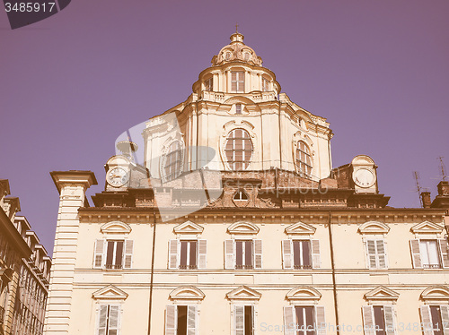 Image of Retro looking San Lorenzo church in Turin