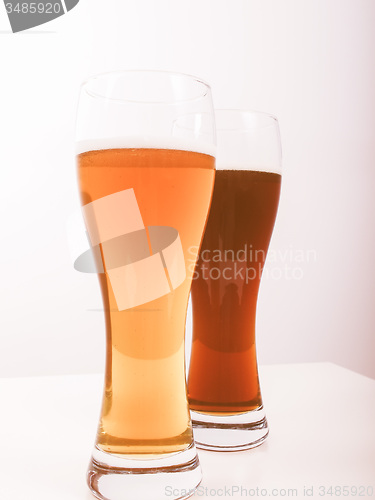 Image of Retro looking Two glasses of German beer