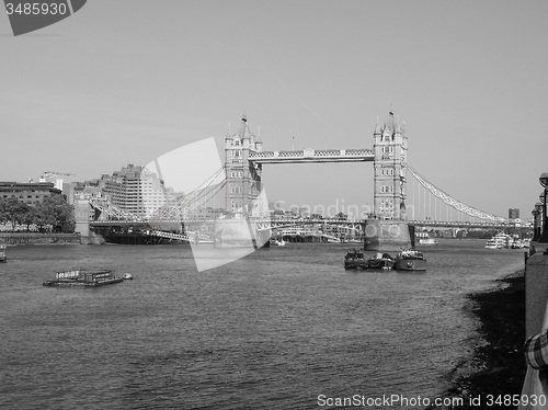 Image of Black and white Tower Bridge in London