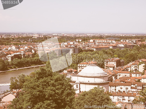 Image of Retro looking Aerial view of Turin