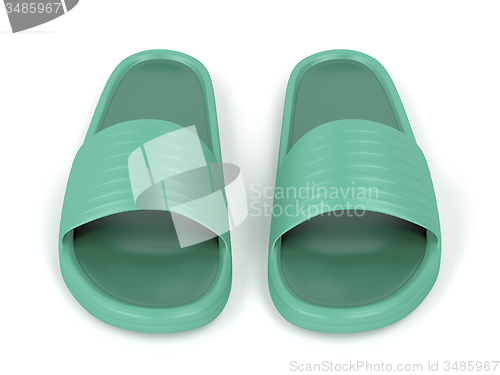 Image of Front view of green slippers