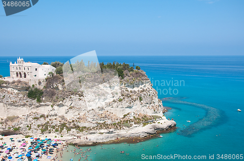 Image of Top view of the church located on the island of Tropea, Calabria