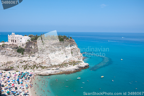 Image of Top view of the church located on the island of Tropea, Calabria