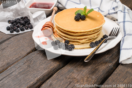 Image of Pancakes with fresh blackberries