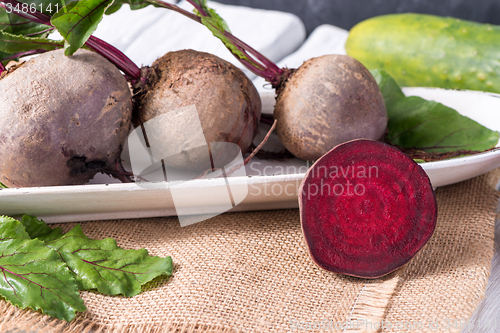 Image of Beetroots rustic wooden table 