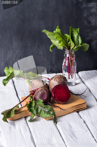 Image of Beetroots rustic wooden table 