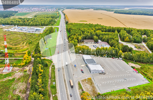 Image of Aerial view of intercity road. Tyumen. Russia