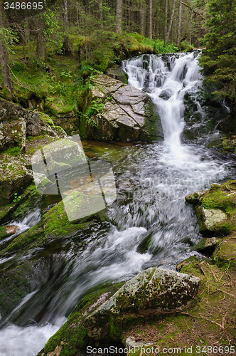 Image of waterfall in deep forest at mountains