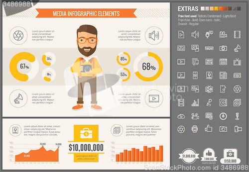 Image of Media flat design Infographic Template