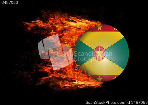 Image of Flag with a trail of fire - Grenada