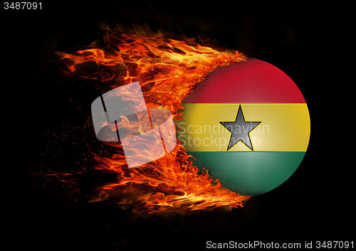 Image of Flag with a trail of fire - Ghana