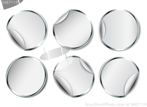 Image of Set of white round promotional stickers