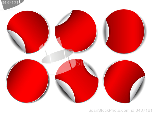 Image of Set of red round promotional stickers.