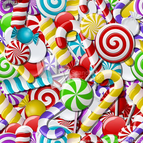 Image of Seamless background with colorful candies. 