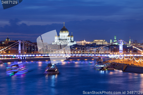 Image of Night Moscow landscape with river