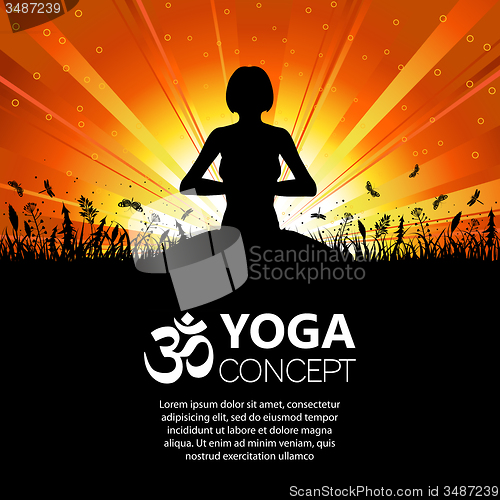Image of Silhouette of a Girl in Yoga pose