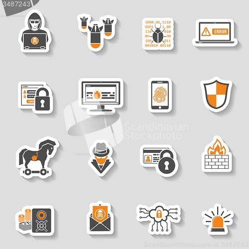 Image of Internet Security Icon Sticker Set