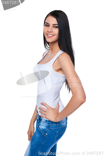 Image of Portrait of smiling casual teen girl 