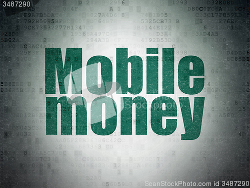 Image of Currency concept: Mobile Money on Digital Paper background