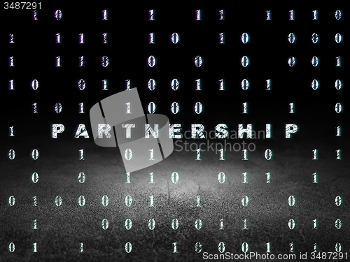 Image of Finance concept: Partnership in grunge dark room