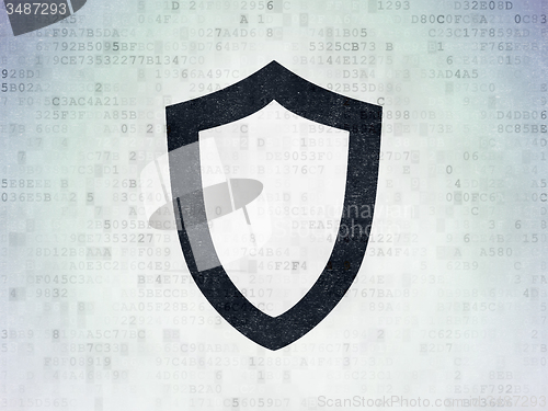 Image of Security concept: Contoured Shield on Digital Paper background