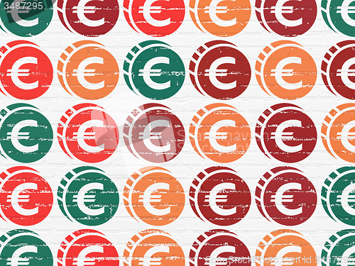 Image of Currency concept: Euro Coin icons on wall background