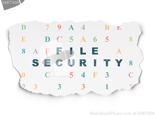 Image of Protection concept: File Security on Torn Paper background