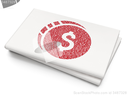 Image of Banking concept: Dollar Coin on Blank Newspaper background