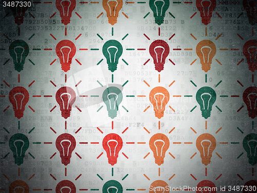 Image of Finance concept: Light Bulb icons on Digital Paper background