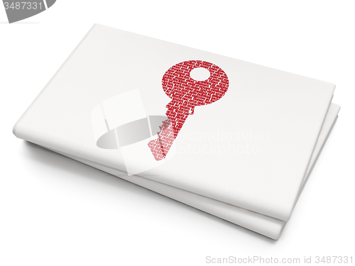 Image of Safety concept: Key on Blank Newspaper background