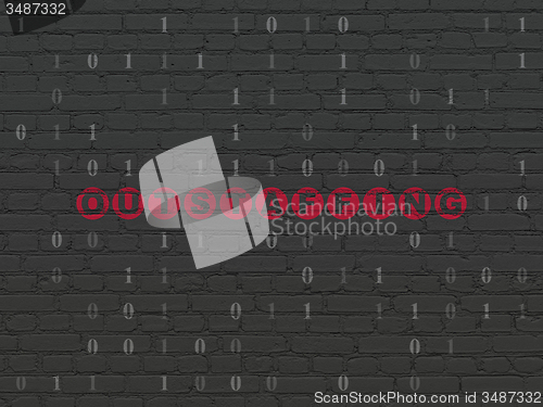 Image of Finance concept: Outstaffing on wall background