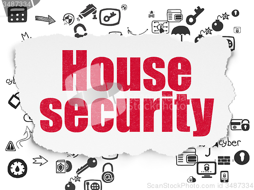 Image of Protection concept: House Security on Torn Paper background