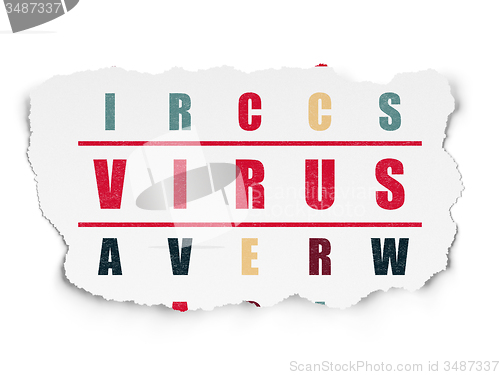 Image of Security concept: word Virus in solving Crossword Puzzle