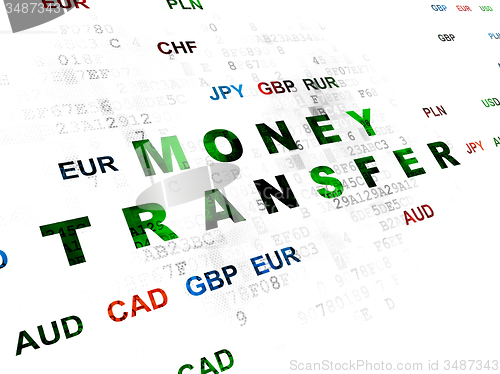 Image of Currency concept: Money Transfer on Digital background