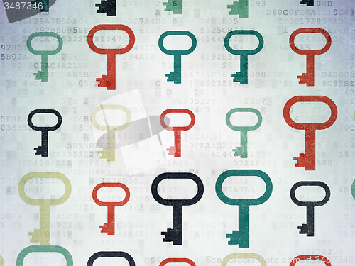 Image of Privacy concept: Key icons on Digital Paper background