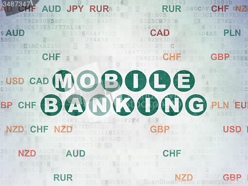 Image of Money concept: Mobile Banking on Digital Paper background
