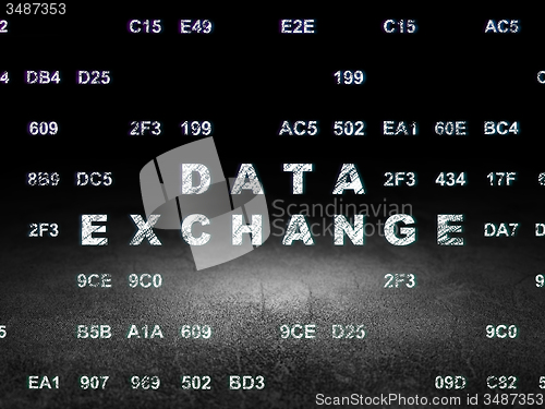 Image of Information concept: Data Exchange in grunge dark room
